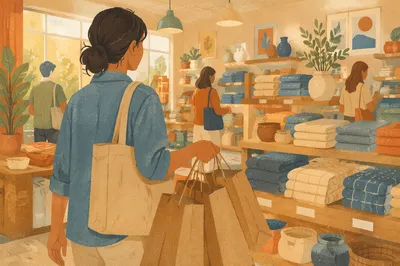 Kraft Shopping Bags in Independent Retail Store