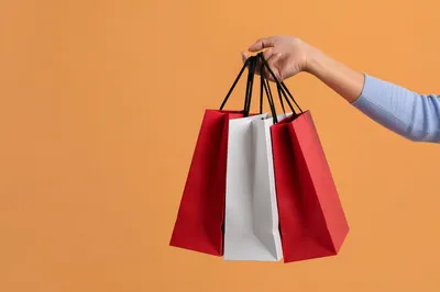 Hand Holding Paper Shopping Bags