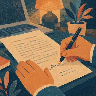 Signing Business Contract with Black Pen