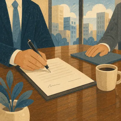 Business Contract Signing at Conference Table