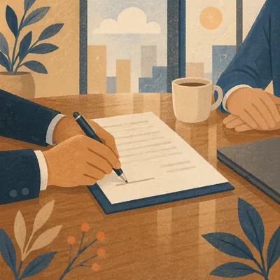 Signing Business Contract at Conference Table