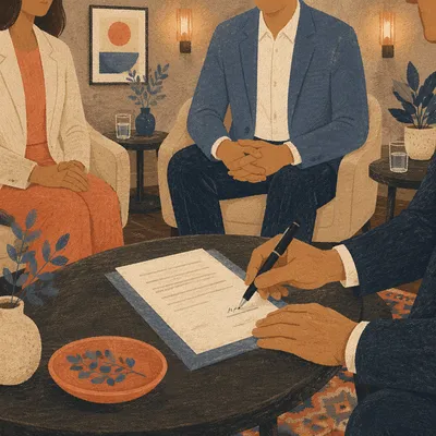 Contract Signing in Warm Private Office