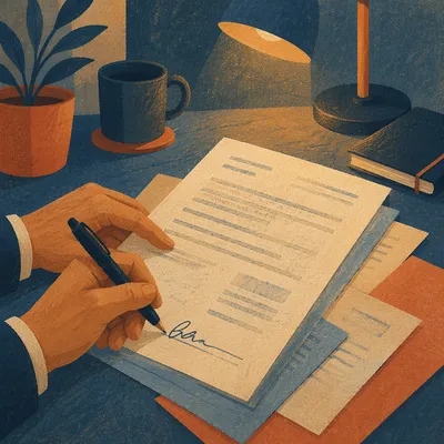 Signing a Business Contract with Pen