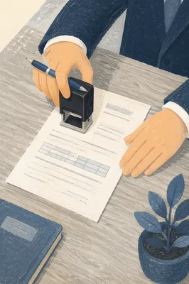 Business Contract Signing With Official Stamp