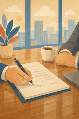 Signing Business Agreement at Conference Table