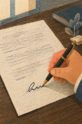 Hand Signing Business Contract With Pen