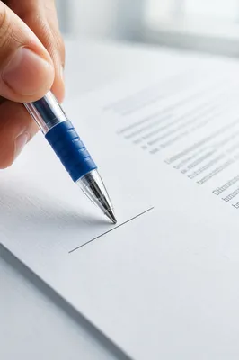 Hand Signing Contract with Blue Pen