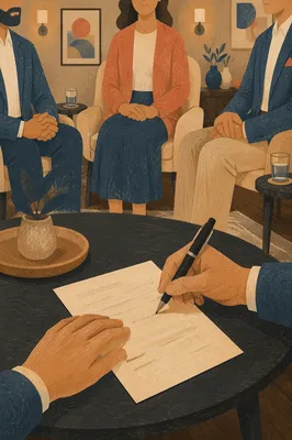 Warm Office Contract Signing Meeting