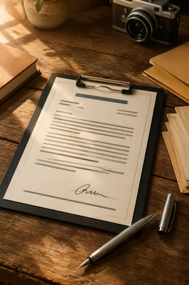 Warm Rustic Business Contract Signing Scene