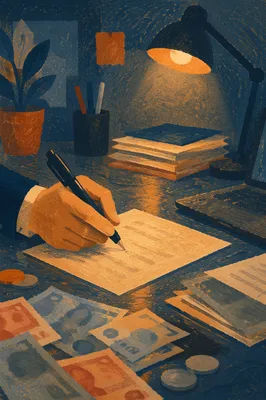 Signing Contract at Moody Office Desk