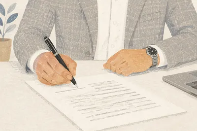 Business Hands Signing Contract with Black Pen
