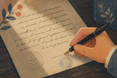 Contract Signing With Fountain Pen on Desk
