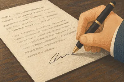 Hand Signing Business Contract with Pen