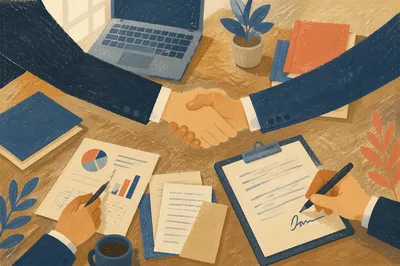 Professional Contract Signing and Handshake Meeting
