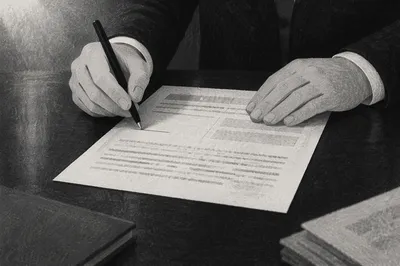Professional Contract Signing on Dark Desk