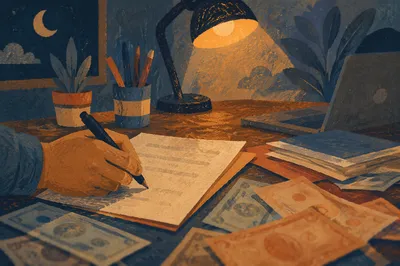 Signing Contract in Moody Office Light