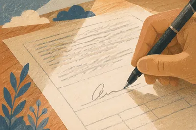 Signing a Business Contract in Warm Sunlight