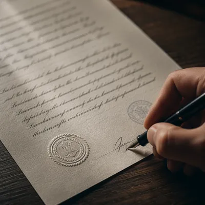 Business Contract Signing With Fountain Pen