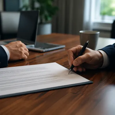 Business Contract Signing with Black Pen