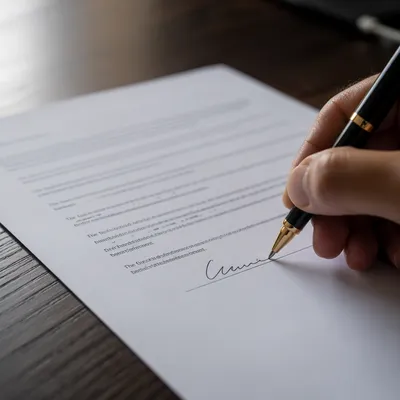 Hand Signing Business Contract with Pen