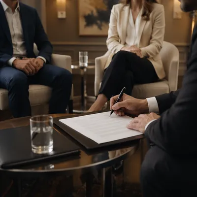 Business Contract Signing in Warm Office