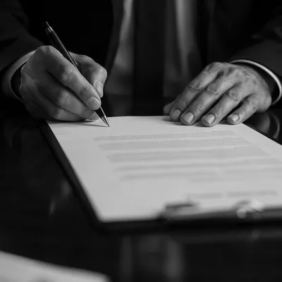 Professional Contract Signing on Dark Desk