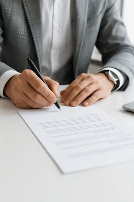 Businessperson Signing Contract with Black Pen