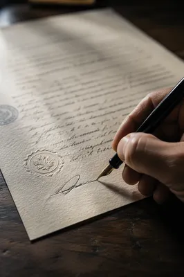 Signing Business Contract with Fountain Pen