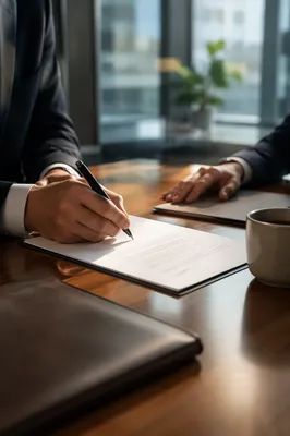 Business Contract Signing at Conference Table