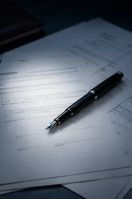 Black Fountain Pen on Contract Documents