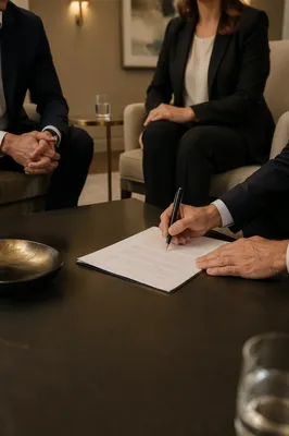 Business Contract Signing in Warm Office
