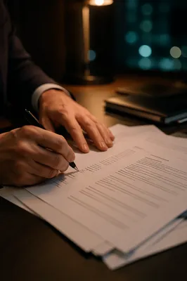 Signing Business Contract with Black Pen