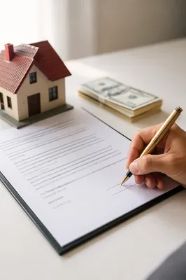Signing Real Estate Contract With Gold Pen