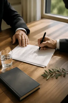 Business Contract Signing With Peaceful Integrity