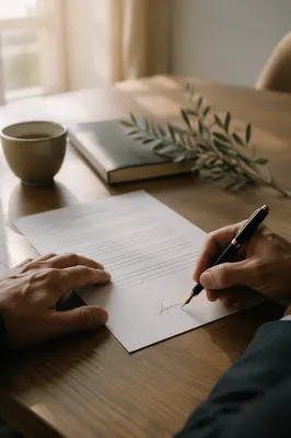 Peaceful Business Contract Signing With Fountain Pen