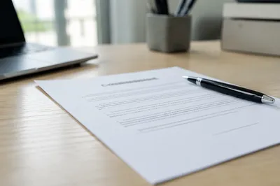 Business Contract with Pen on Office Desk