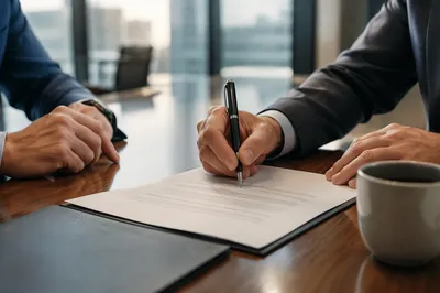 Business Contract Signing at Conference Table