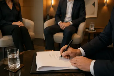 Business Contract Signing in Warm Office