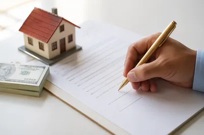 Signing Real Estate Contract with Gold Pen