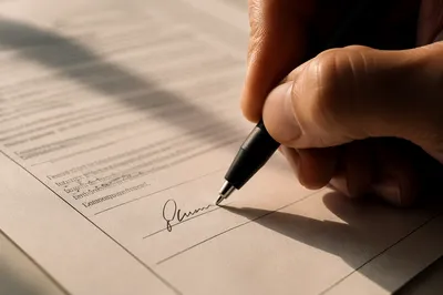 Hand Signing Business Contract with Pen