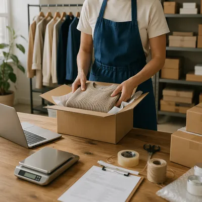 Small Business Owner Packing Morning Orders