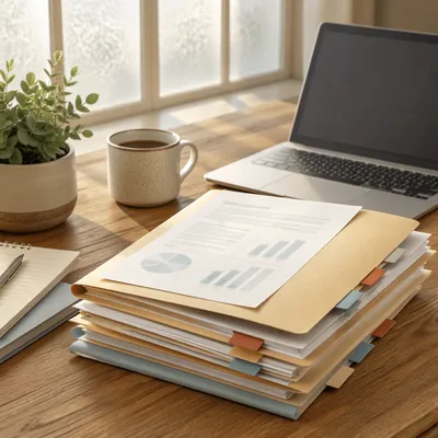 Organized Document Folders on Office Desk