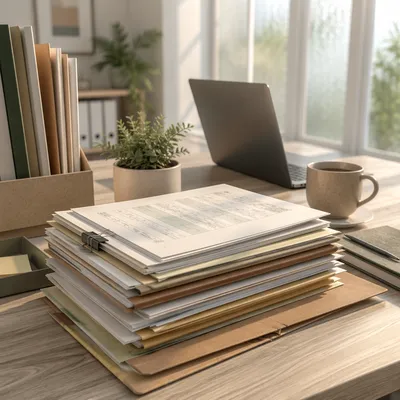 Organized Office Documents on Modern Desk