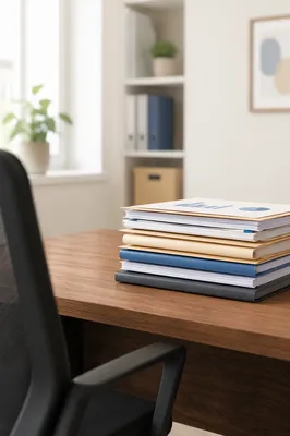 Organized Documents on Warm Office Desk