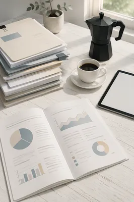 Organized Business Documents on Minimal Office Desk