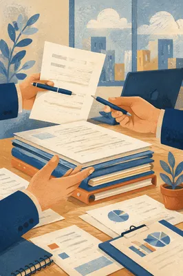 Business Review Documents on Office Desk