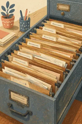 Busy Office Filing Drawer With Manila Folders