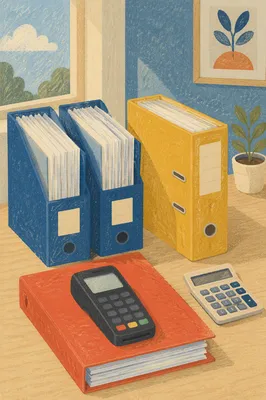 Organized Office Desk with Document Folders