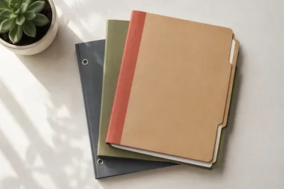 Organized Office Folders on Minimal Desk