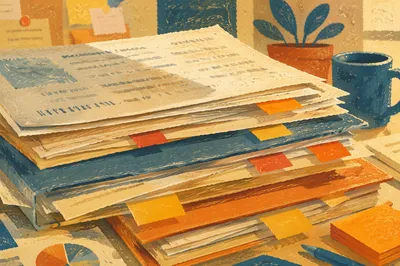 Messy Business Documents With Colorful Tabs